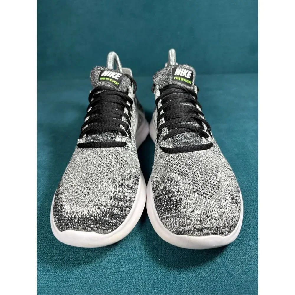 Nike Free RN Flyknit Gray White Running Shoes Women’s Size 7 Lightweight Sneaker